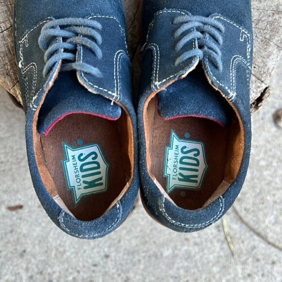 Florsheim Kearney Jr Plain Toe Oxford Blue Suede Shoes Sz 3 - Picture 8 of 9